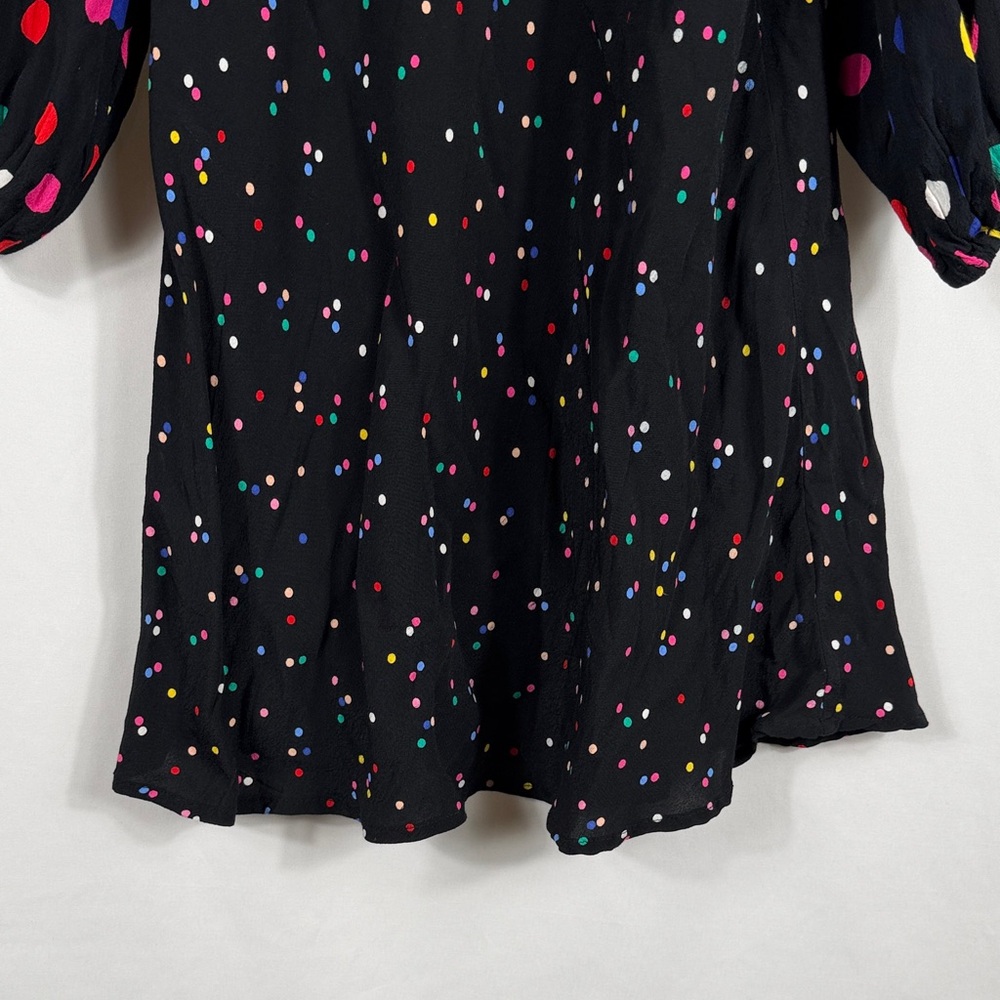 RIXO Multicolor Polka Dot Long Sleeve Dress. Womens Size 12. Flowy Mini Dress - Picture 4 of 7